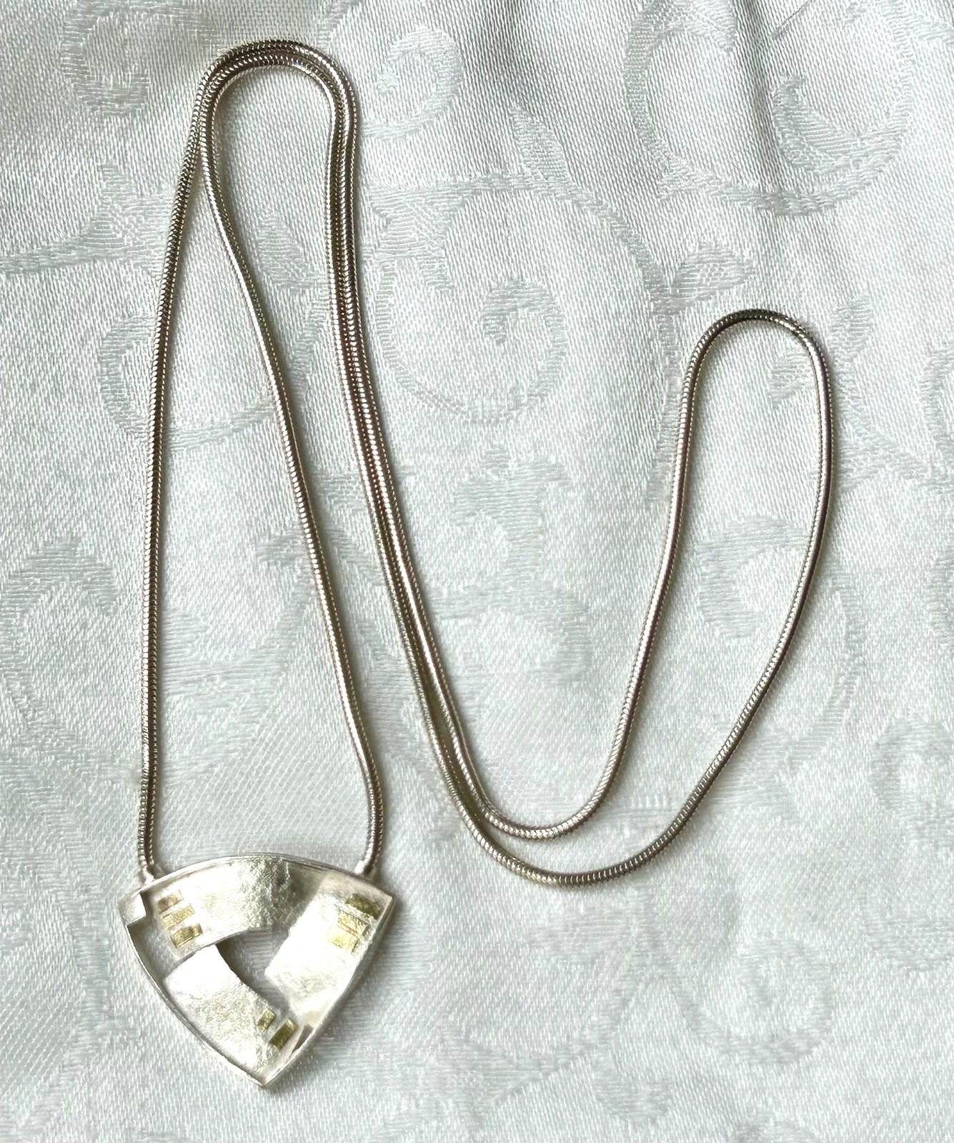 Vintage Anne Besse Shepherd Artisan Sterling Silver & 14K Pendant Necklace