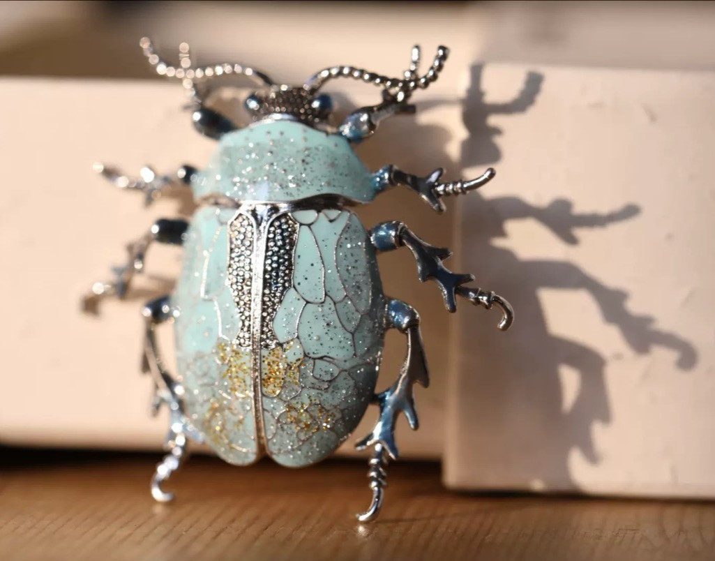 High quality Art Deco Blue Beetle Insect Brooch Original Design Enamel Brooch
