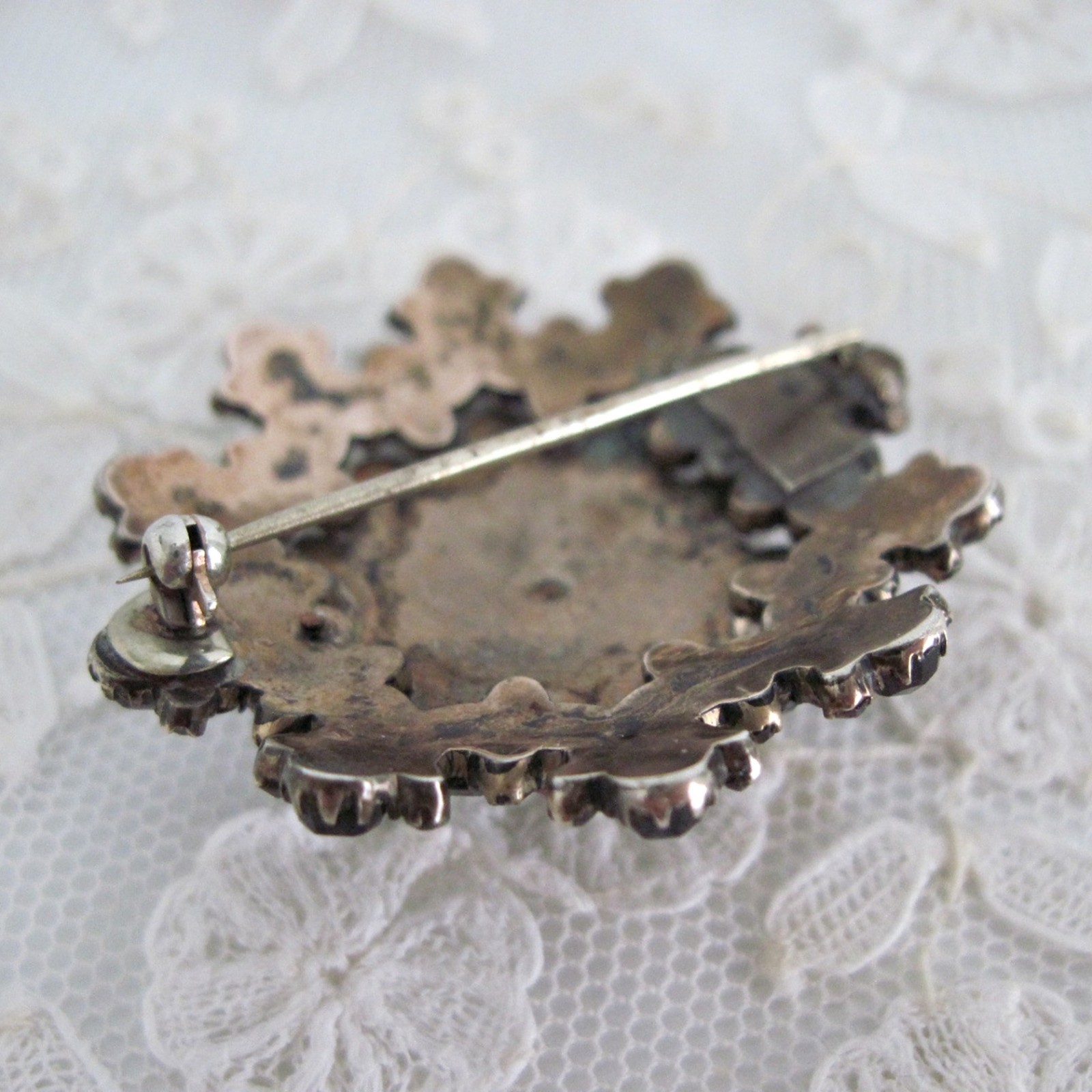 Antique Victorian Bohemian Garnet Cluster Brooch Pin Domed AS IS Missing Stones