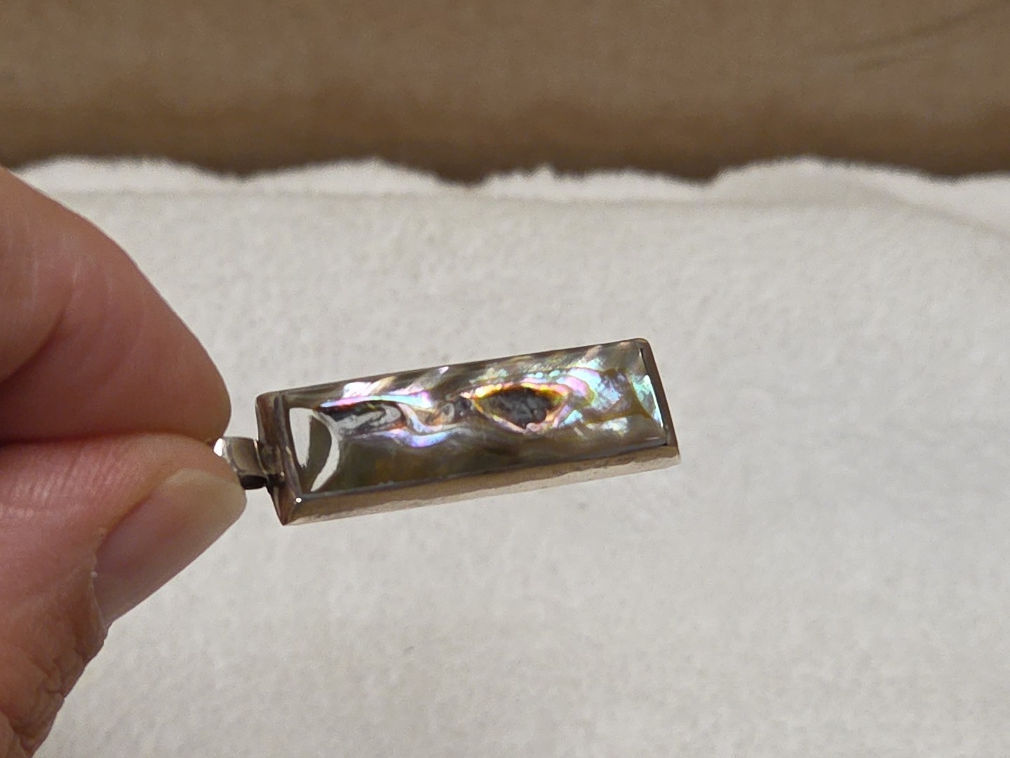 VINTAGE HANDMADE STERLING SILVER & LACE AGATE PENDANT *SEE PICS