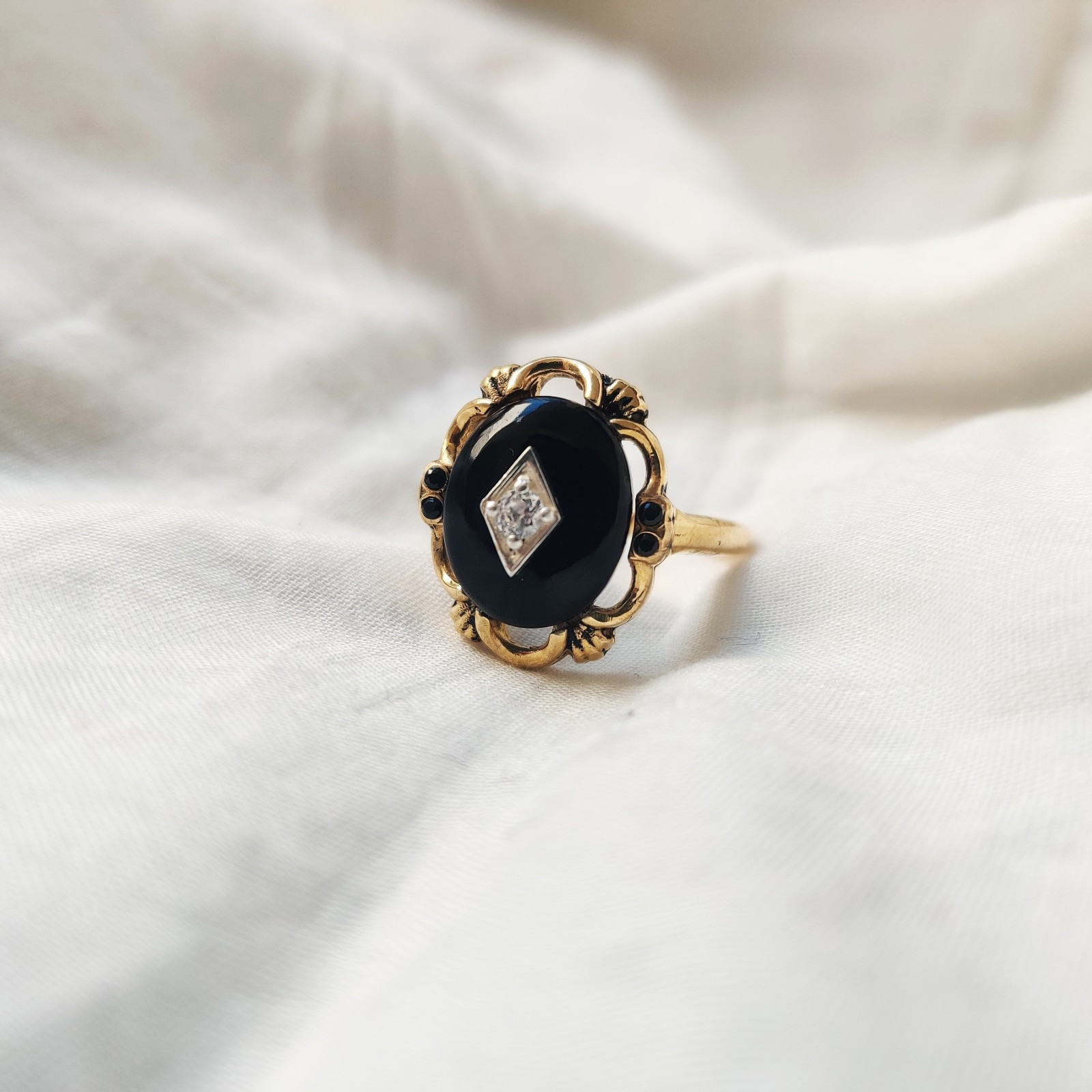 antique 925 silver vintage Victorian art deco handmade black onyx ring best gift