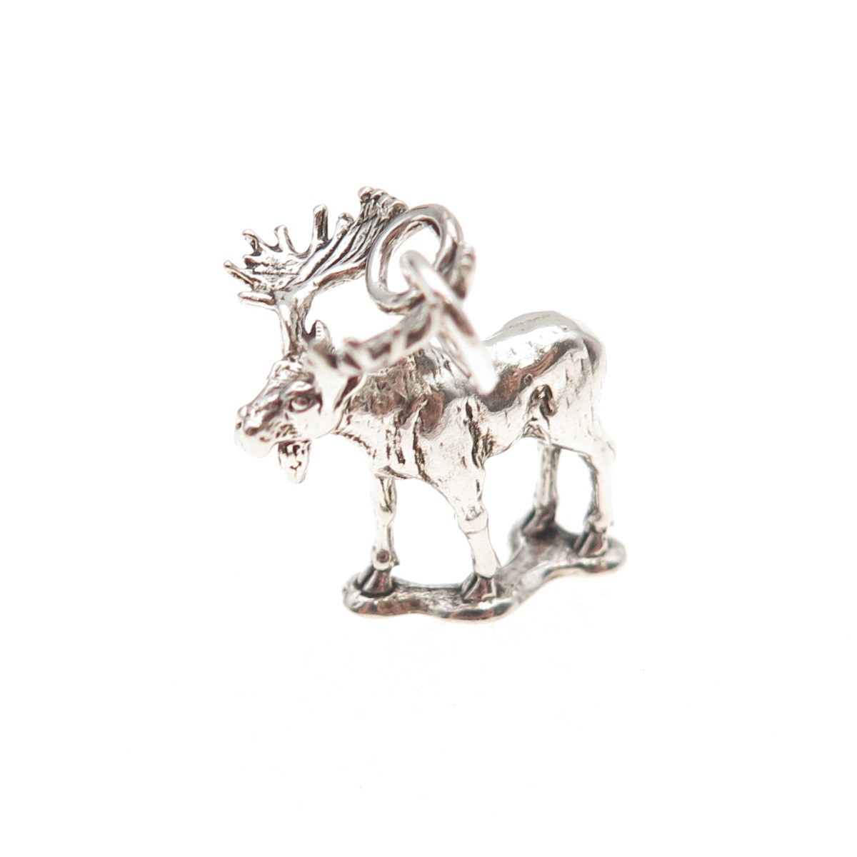 925 Sterling Silver Vintage 1984 Moose Oxidized 3D Mini Charm Pendant