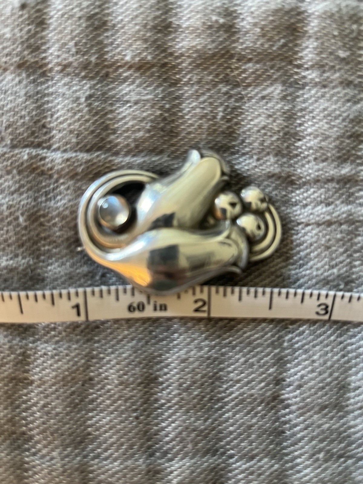 Georg Jensen Sterling Silver Brooch #100B With Moonstone