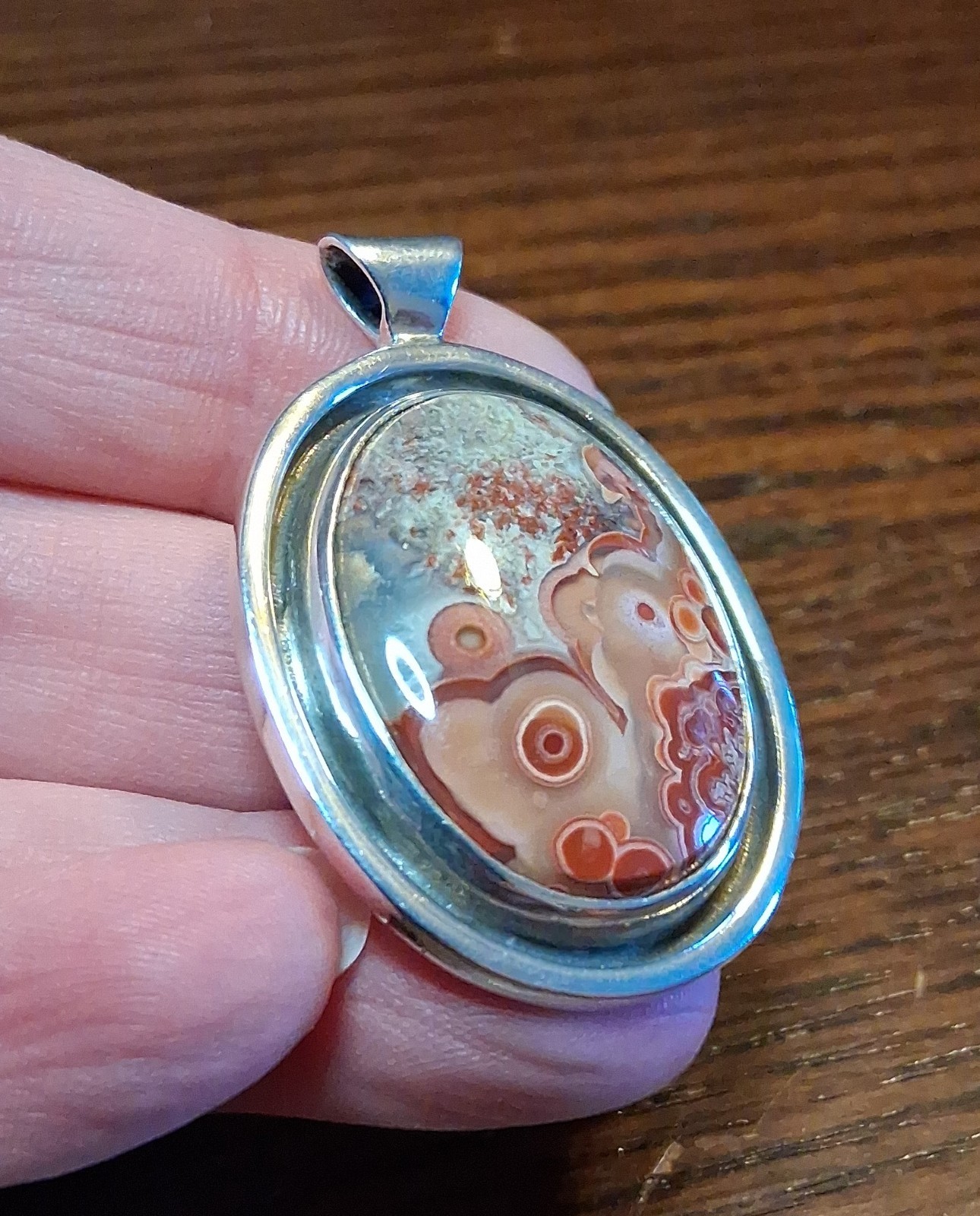 Vintage Sterling Crazy Lace Agate Pendant 19grams See Pics/Description