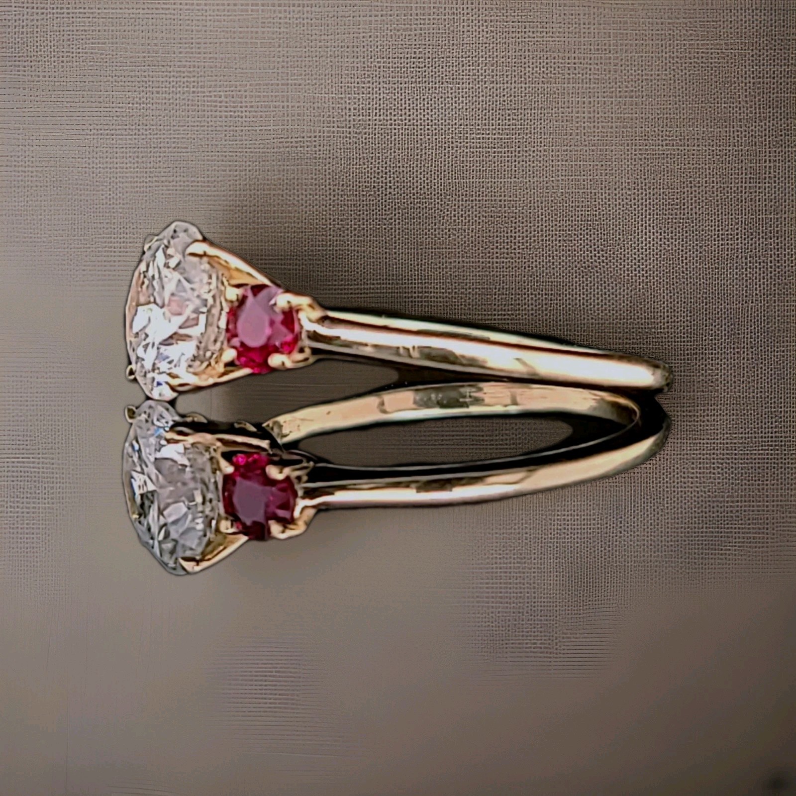 14K Yellow Gold Engagement Three Stone Ring 1.64CT.Natural Round Cut Diamond