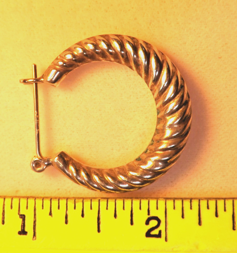 2 PAIR! Vintage Chunky Large Textured Sterling Hoop earrings