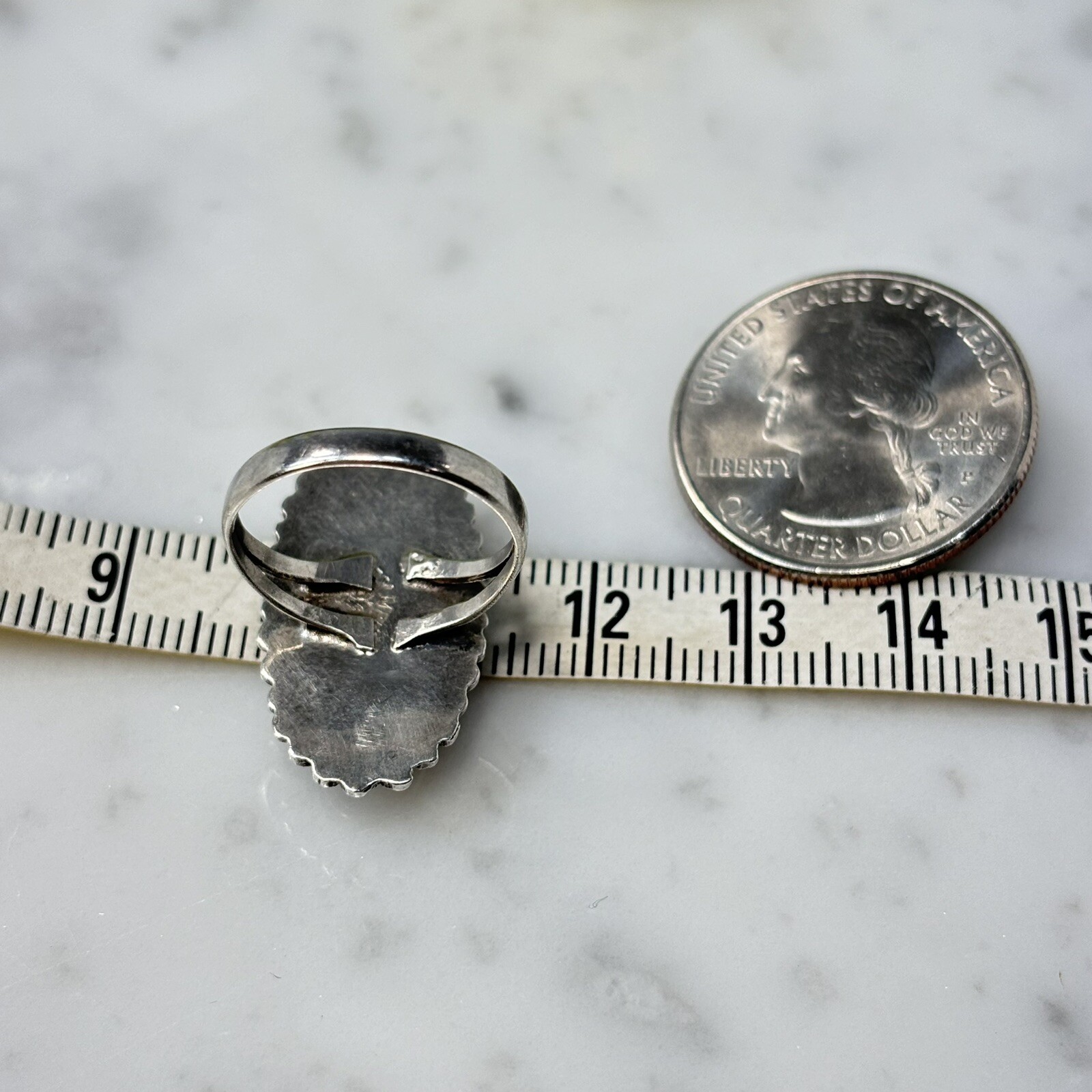 Vtg MEXICO Sterling Silver Black Onyx Large Oval Cabochon Split Band Ring Sz 6
