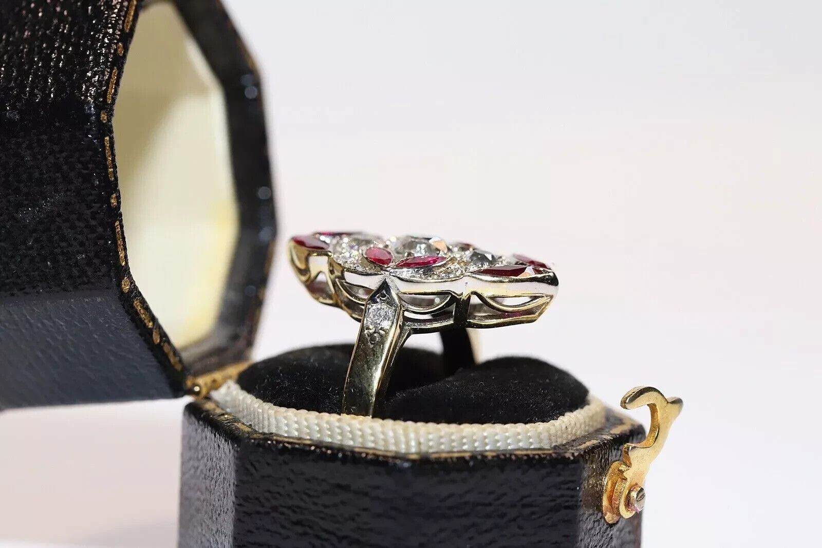 Art Deco Style 2.25Ct Lab Created Diamond Circa Navette Wedding 14K Gold FN Ring