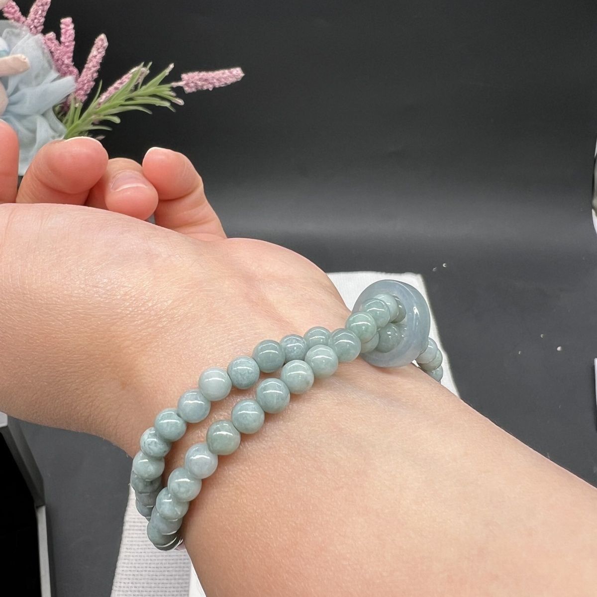 Natural A Jade Blue Water Butterfly Bracelet Chinese Style Hand Carved Jewelry