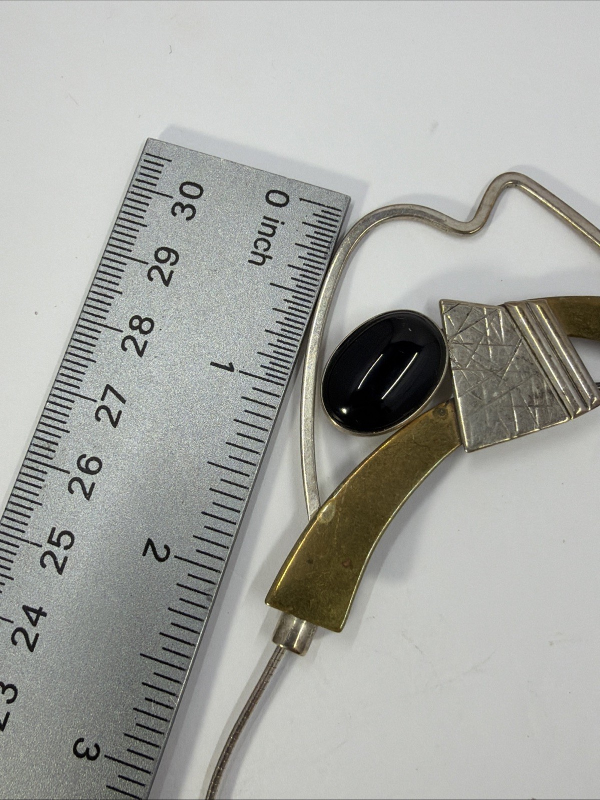Hall McFall Modern Mixed Metals Necklace 925 Black Onyx 16″ Italian Snake Chain