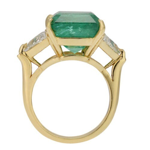 5.90 Ct Natural Emerald Vintage Style Engagement Ring 14K Yellow Gold FN
