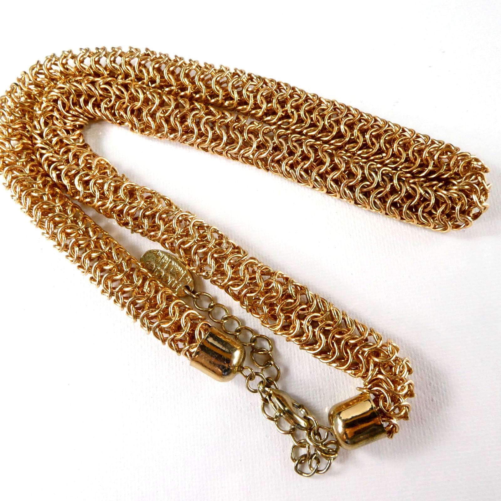 Nicole Miller Chainmail Necklace Gold Tone Thick 21″ Length