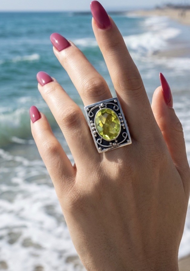 Vintage Nicky Butler Lemon Quartz RAJ Limited Addition Retired Ring Size 8