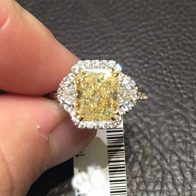 4.10 Ct Canary Diamond Art Deco Vintage Engagement Ring 925 Sterling Silver