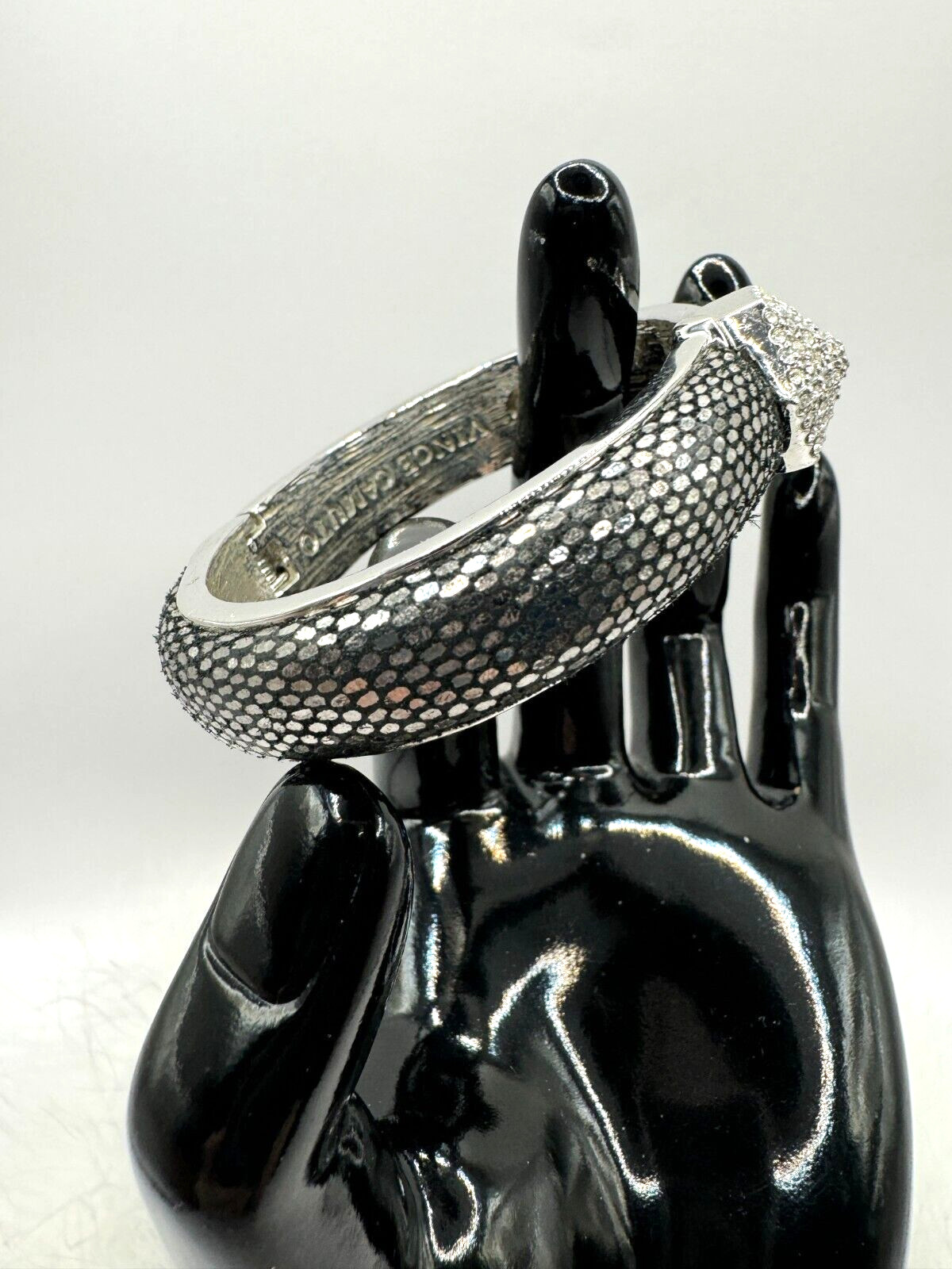 Vince Camuto Signed Hinged Bangle Snake Skin Diamonds? Some Say Yes! Flawless!