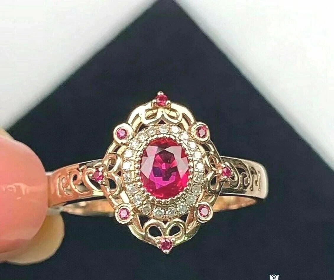 2Ct Art Deco Style Lab Created Ruby &Diamond Anniversary 14K Yellow Gold FN Ring