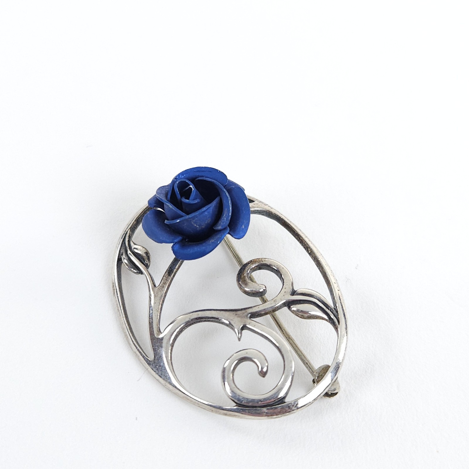 Vtg 2 Sterling Floral Brooches Sarah Coventry Rhinestones Jezamine BlueRose
