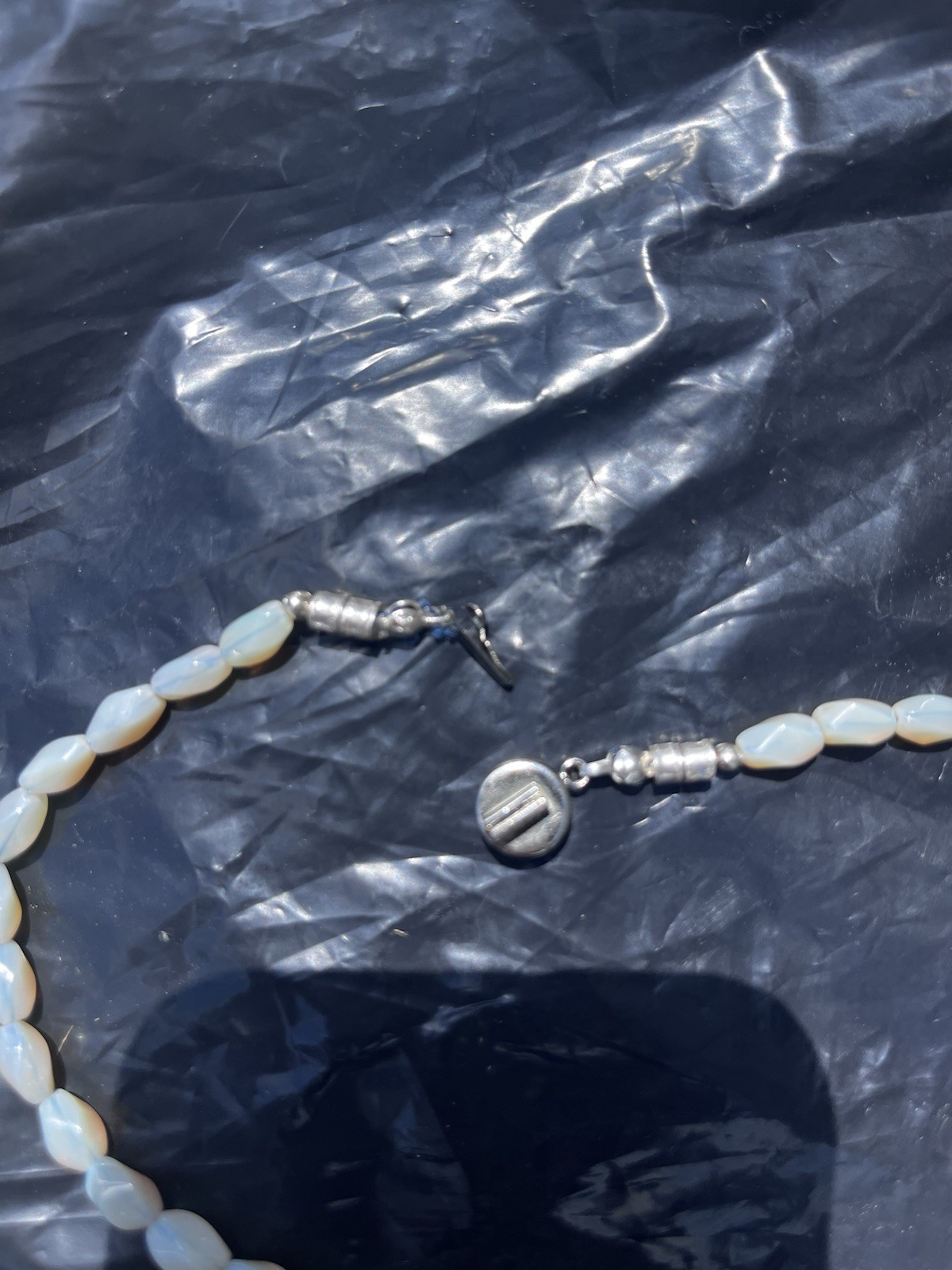 Vintage Australian Opal Bead Necklace 17” Silver Clasp Good Quality Opal Beads
