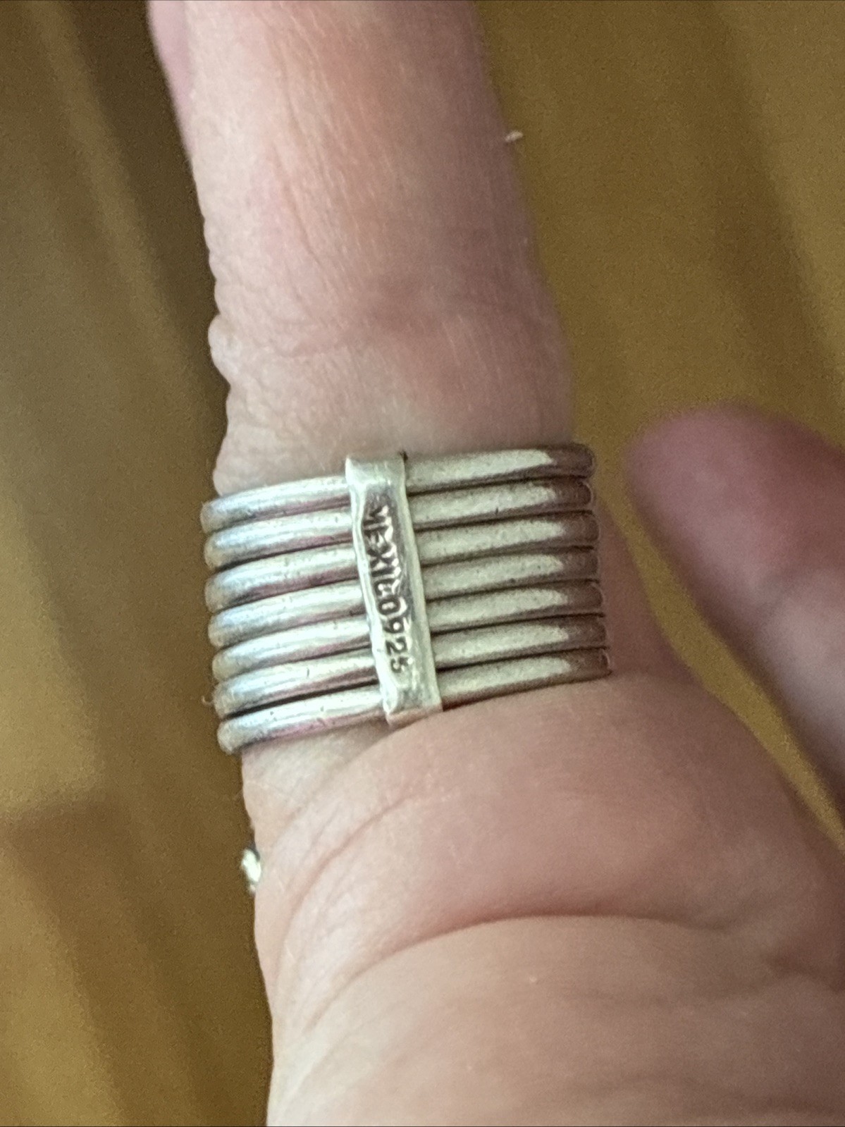 Vtg Sterling Silver Mexico 925 Stackable Ring 7 Layer Connected Size 6