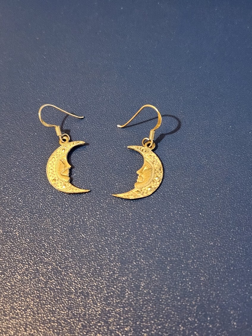 Sterling Silver Moon Dangle Earrings