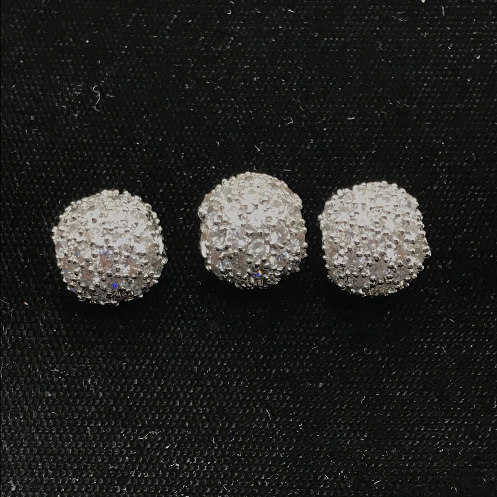 Vintage Silver Tone Pave CZ Ball Design Slide Pendant