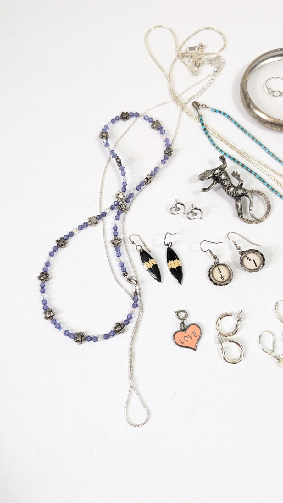 Mixed Silver Toned Jewelry Lot Some Marked 925