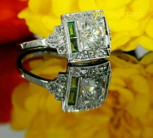 Round Cut 3CT Lab Created Diamond Vintage Engagement Ring 14K White Gold Finish