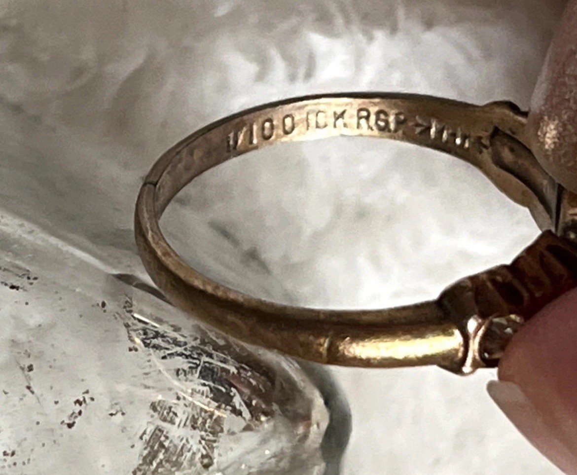 VINTAGE Engagement Ring Gold Art Deco Solitaire SIGNED McGrath-Hamin -SIZE 5.75