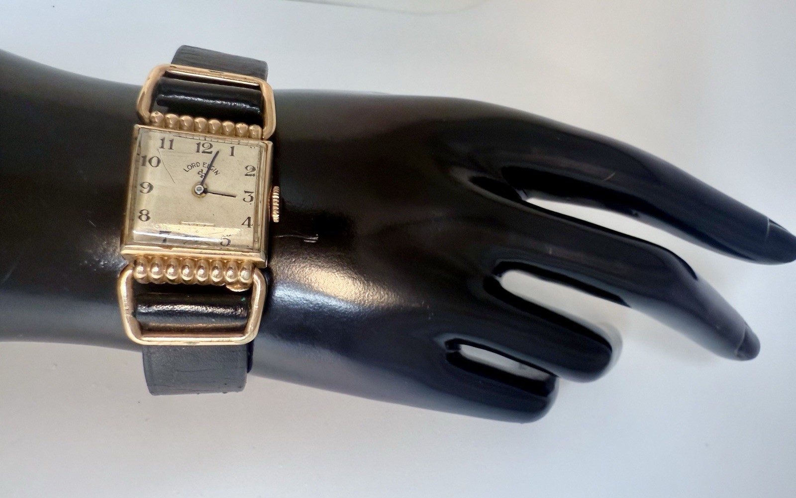 Vintage Lord Elgin Drivers Fancy Case Champagne Dial Watch! (It Works).