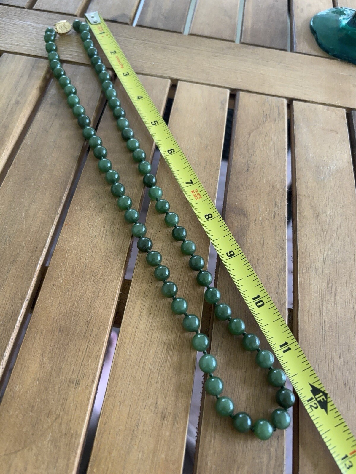 Jade Jadite 65 Bead Necklace Hand Knotted Gold Over 925 Clasp 1970 MCM Green 24”
