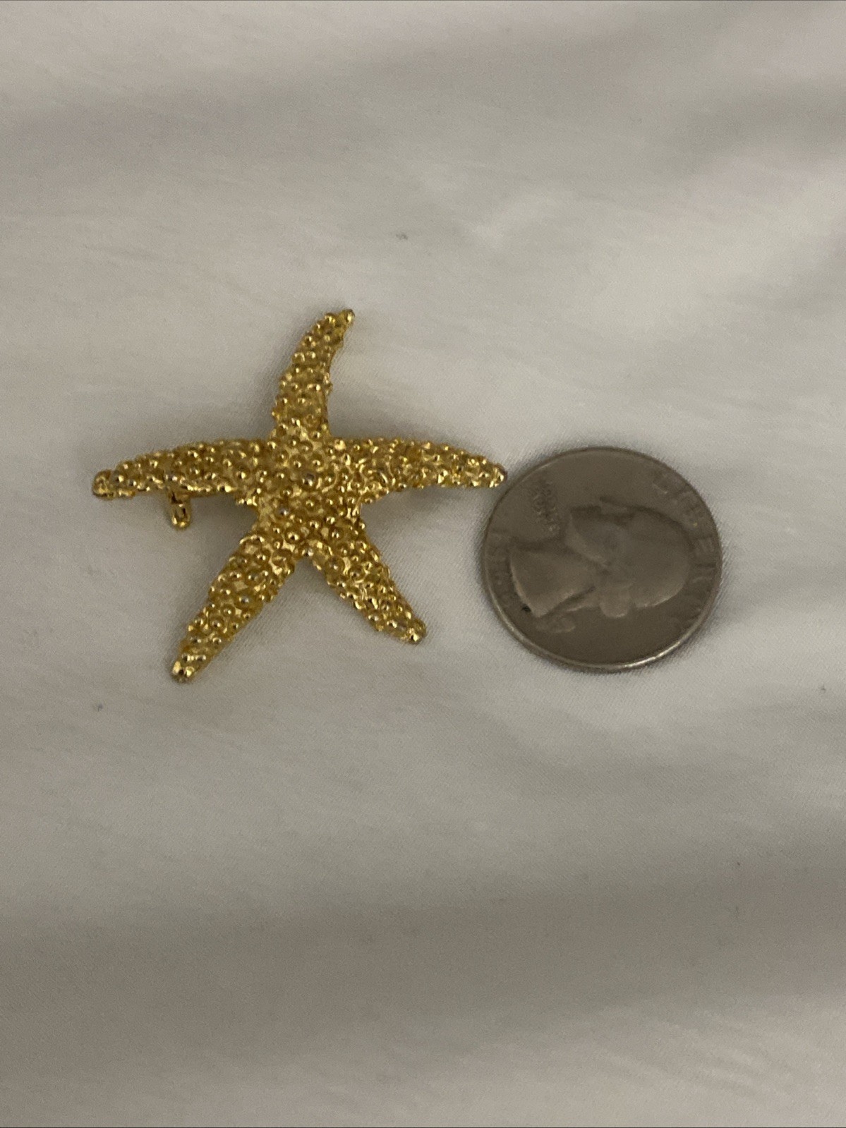 Vintage Roma Signed Starfish Brooch Pin Gold Tone Sea Creatures Ocean Aquatic