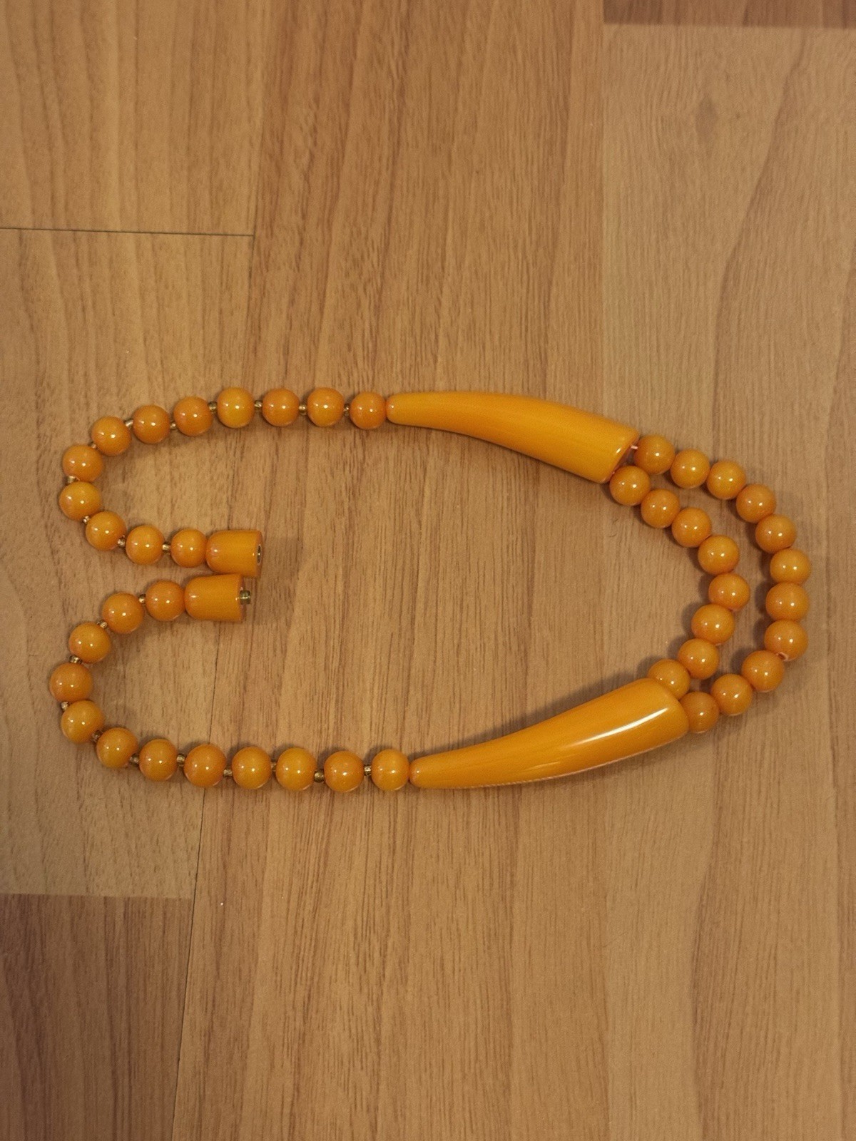 Vintage Style Unique Design Amber Resin Beads Handmade Necklace 19”in & 55grams