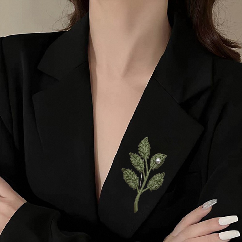 Vintage Green Color Plant Pearls Brooch Pin Flower Brooch For Women Jewelry Gift