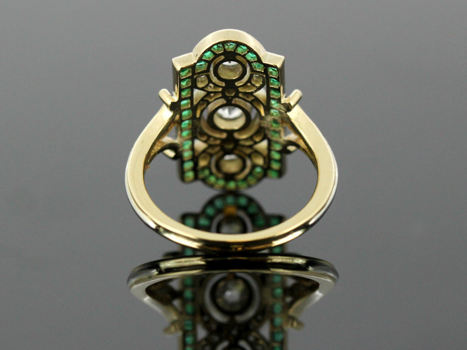 1.85Ct White Round CZ Vintage Art Deco Ring In 14K Yellow Gold Plated 925 Silver
