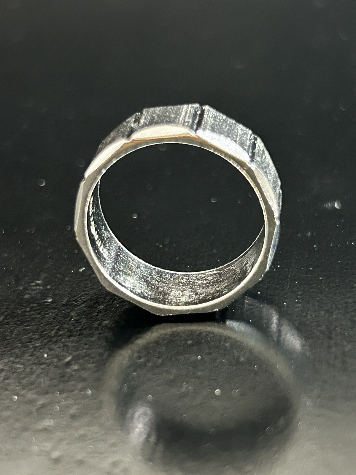 Ring Sterling Size 7 Sliver Square Block Band Rectangle Cut Carve Vintage