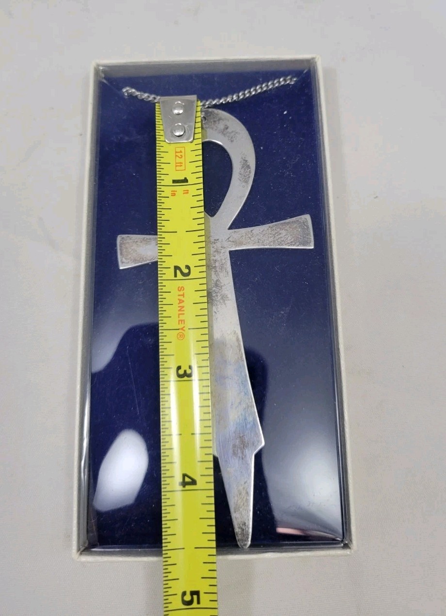 RARE Vintage International Sterling Co. ANKH 5 ” Necklace Ornament Original Box