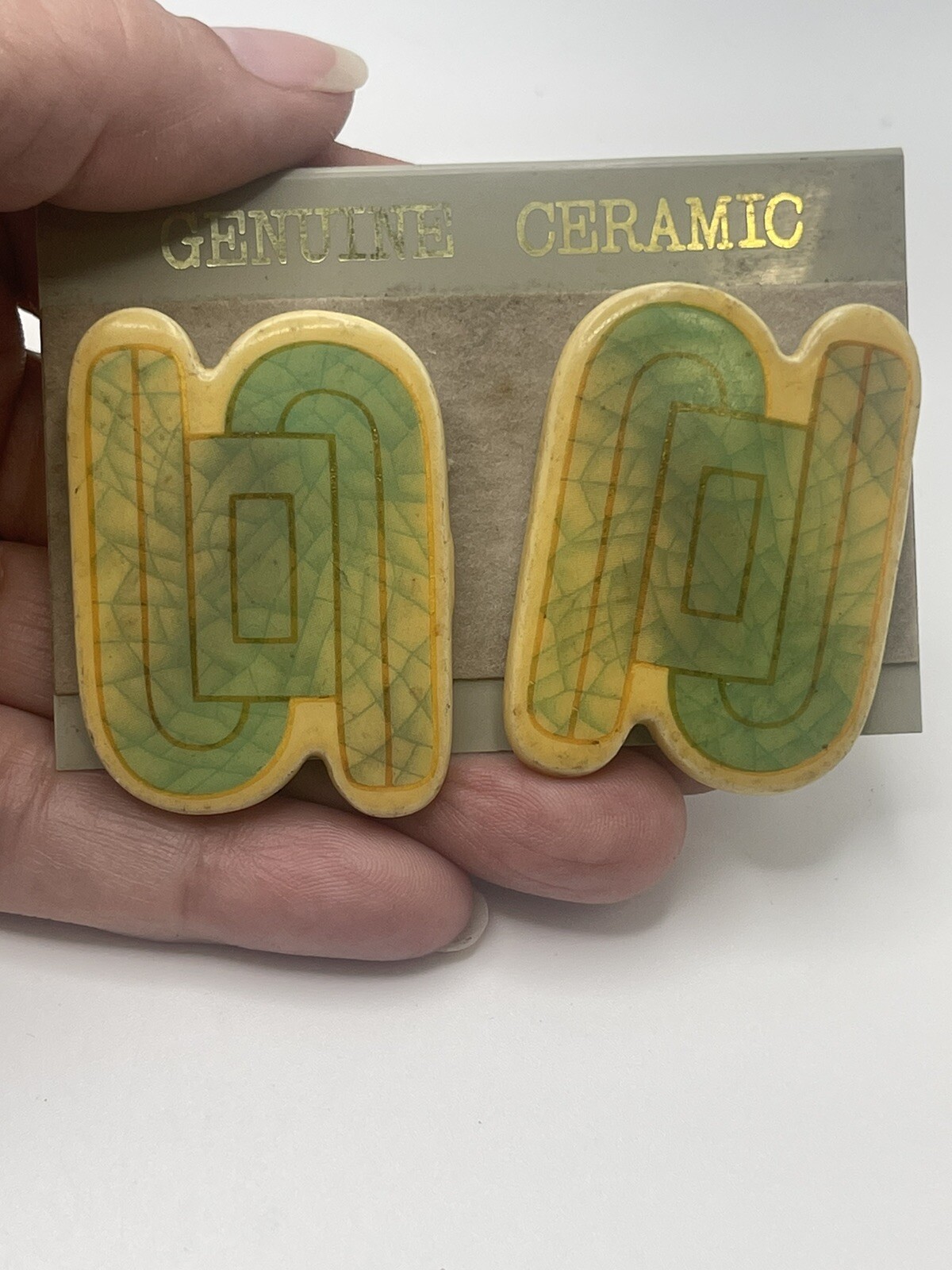 Vintage Artisan Genuine Ceramic Set Deco Style Necklace & Matching Earrings