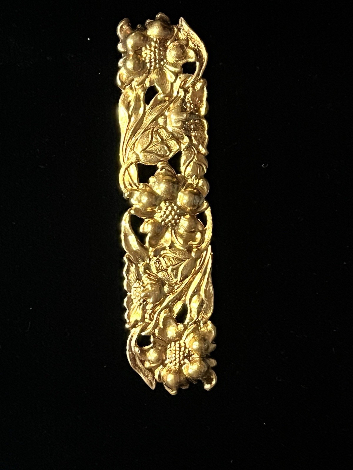 Vintage Floral 22K Plated Brass Stamping for Jewelry/Decoration/Barrette/Brooch