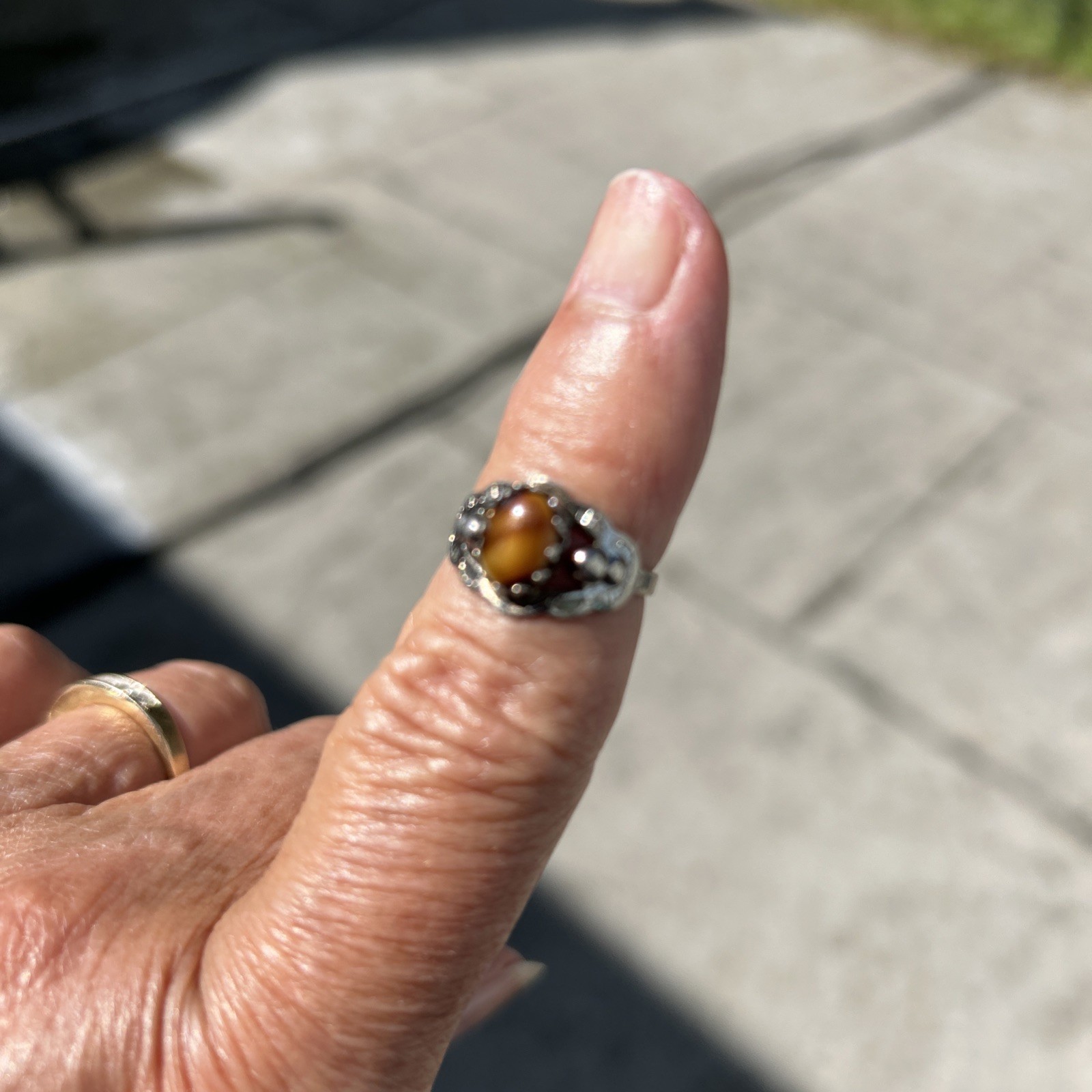 Tiger Eye Gemstone Ring Sterling Silver Ring~Designer Sz 6 Jewelry-Gift For Her