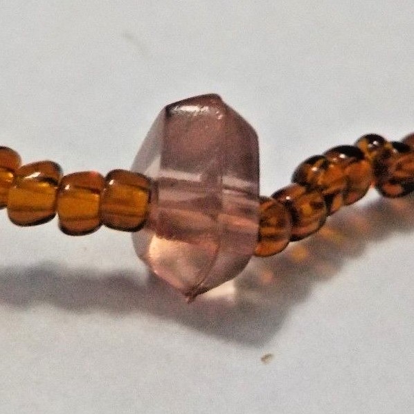 Brown & Clear Rose Tinted Plastic Beads Stretch Bracelet