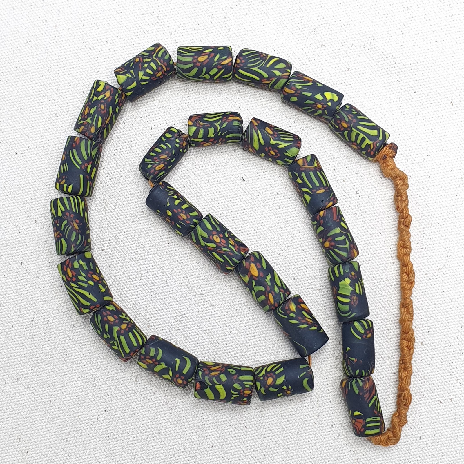 Vintage Gabri Eyes Style African Glass Beads Necklace Strand, Ethnic Tribal