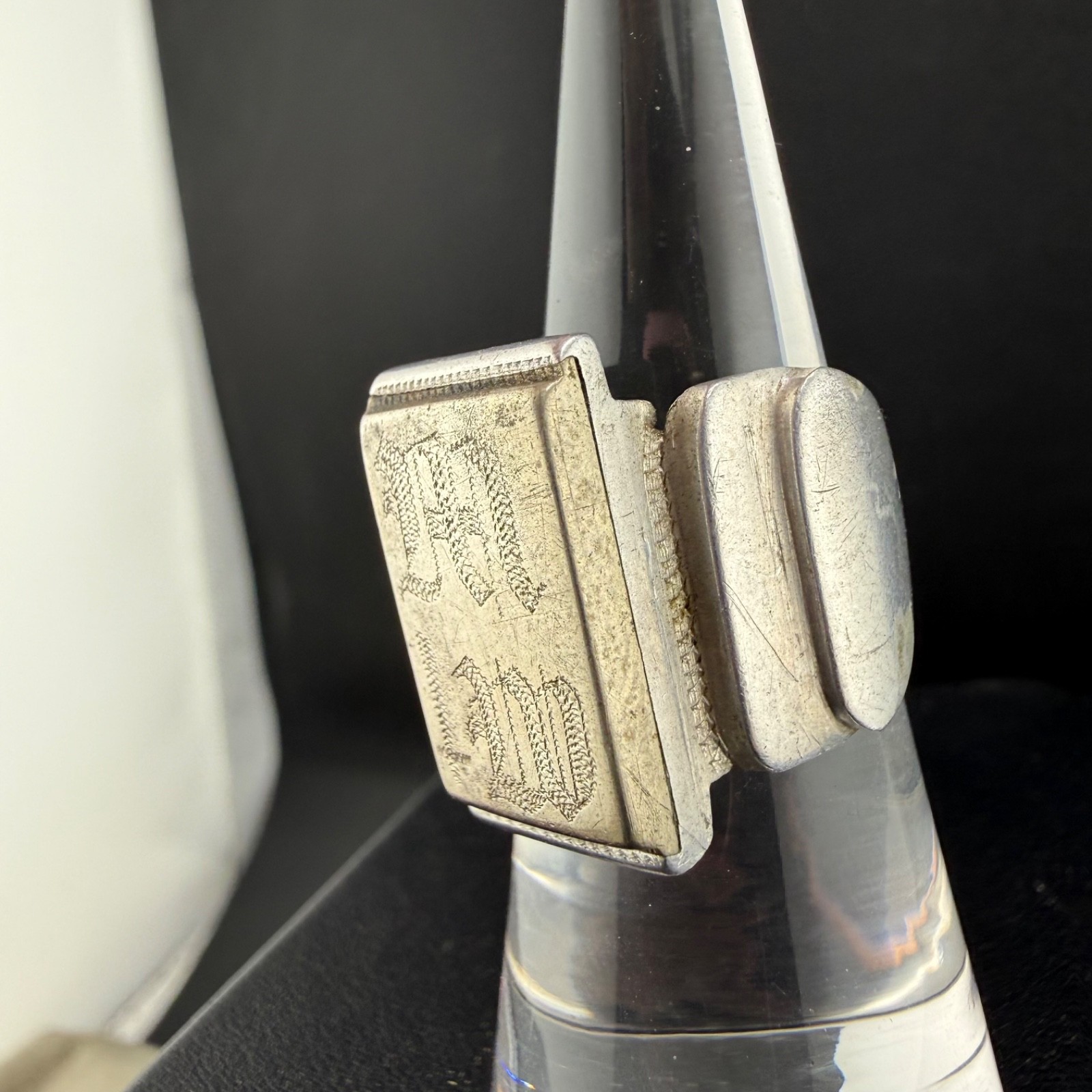Vintage Signet Ring Silver Tone Size 7