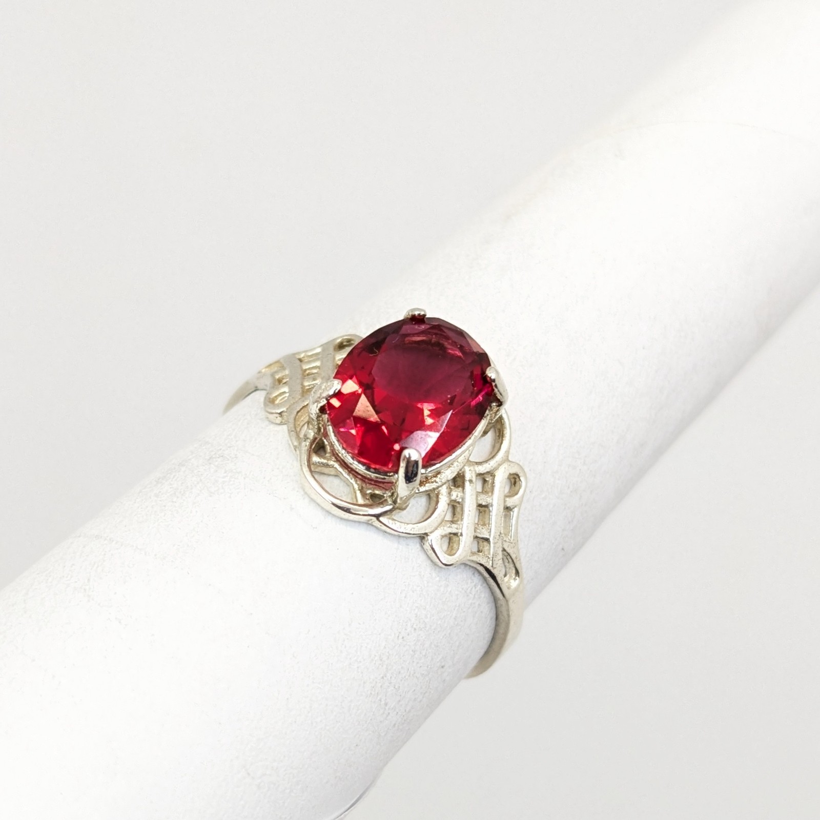 Vintage Elegant RING Silver 925 with Chic Bright Stone-size: 8.75US (18.5mm)| #7