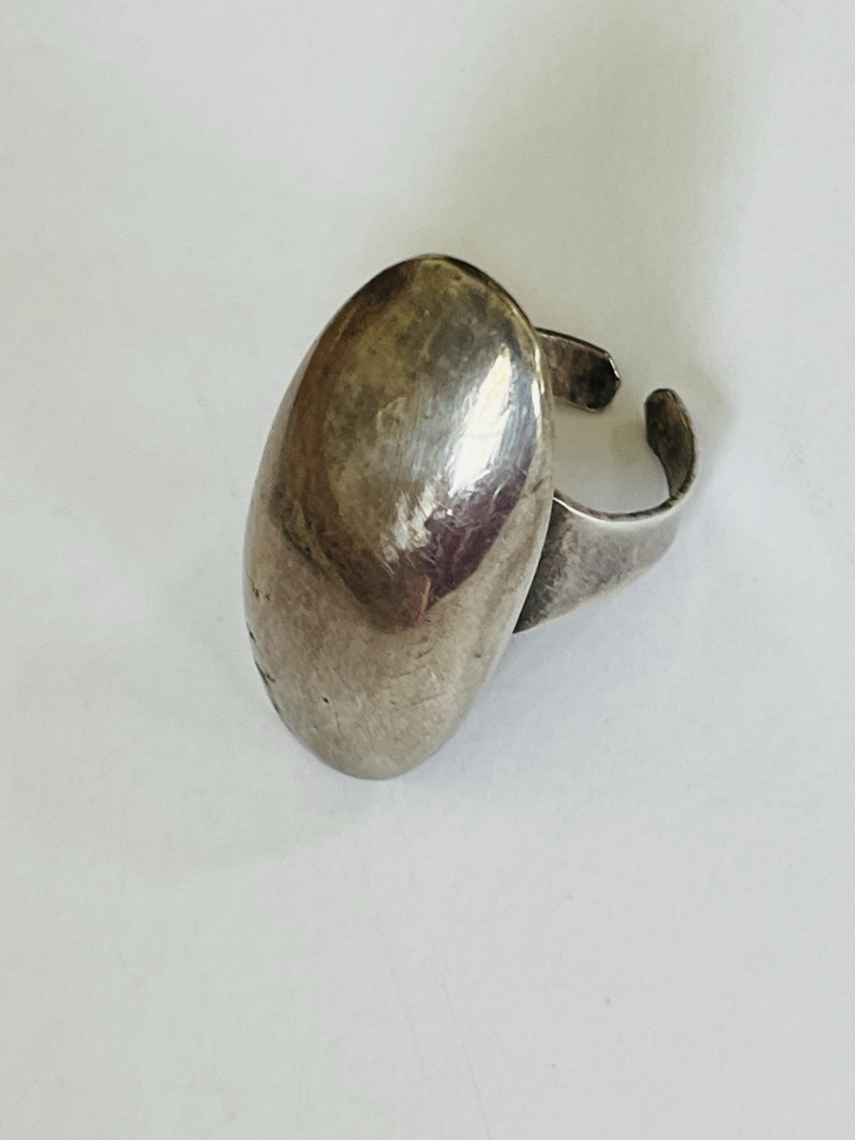 Vintage Sterling Silver Modernist Bold Elongated Dome Ring Size 6 Adjustable