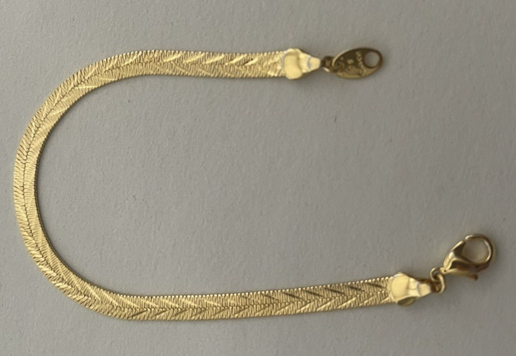 Vintage Avon Gold Tone Herringbone Bracelet Small Size 6.5″ Double Sided