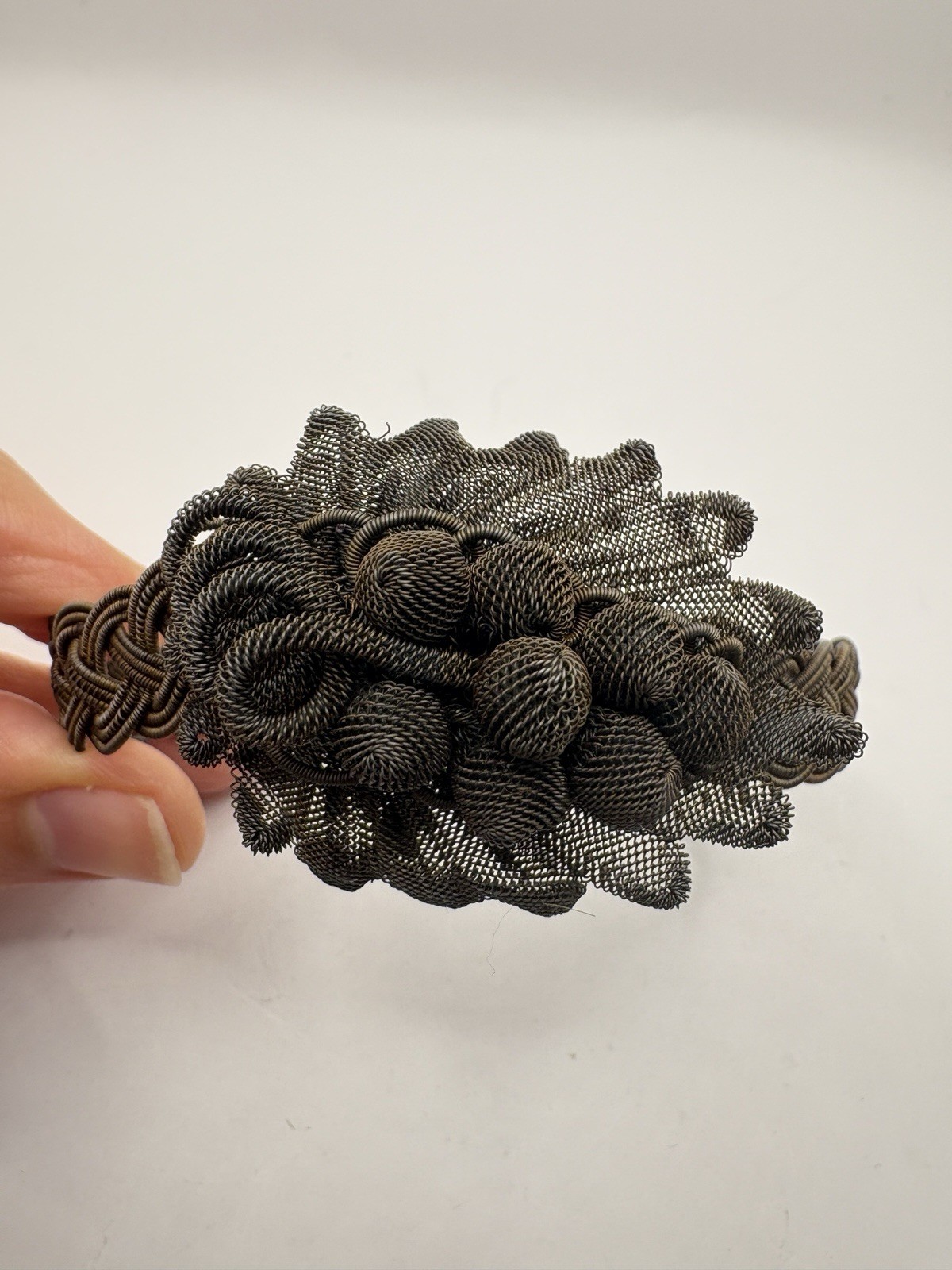 Antique German Silesian Iron Wire work Grape Cluster Bracelet