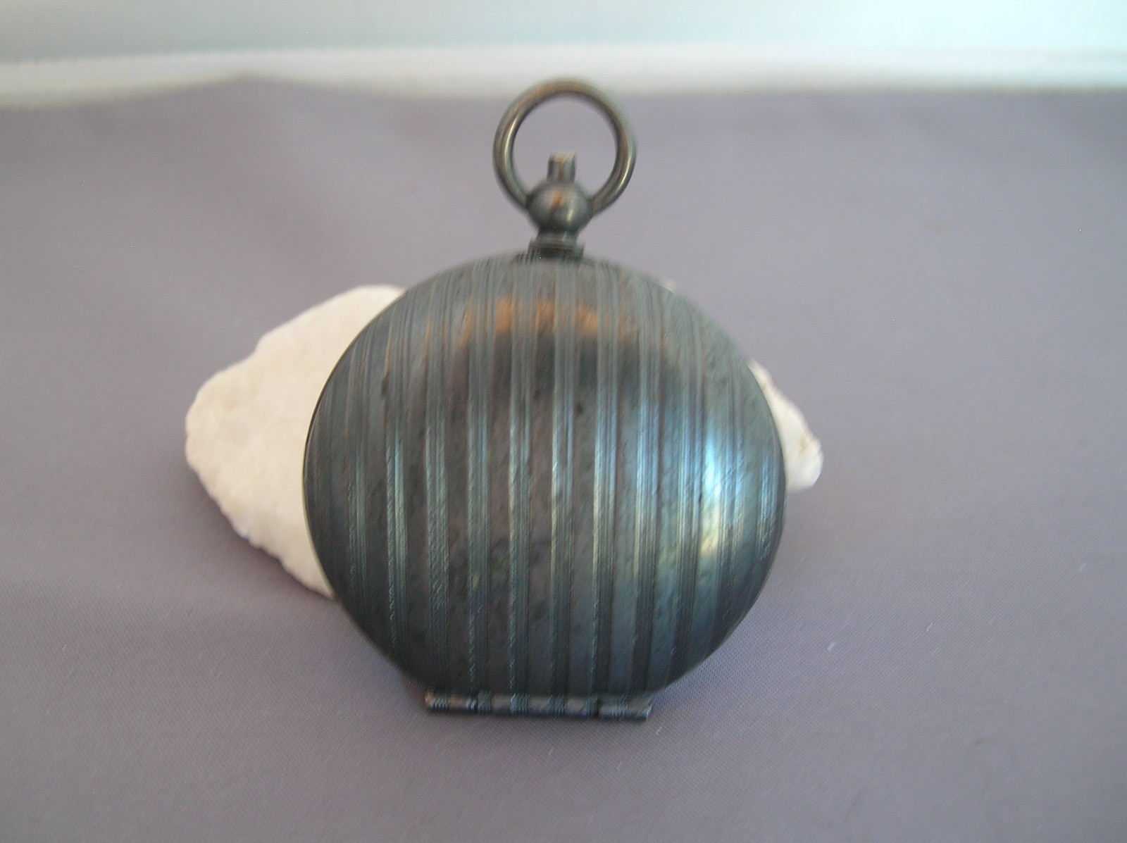 Antique Edwardian Deco Gunmetal Gun Metal Compact Chatelaine Pendant