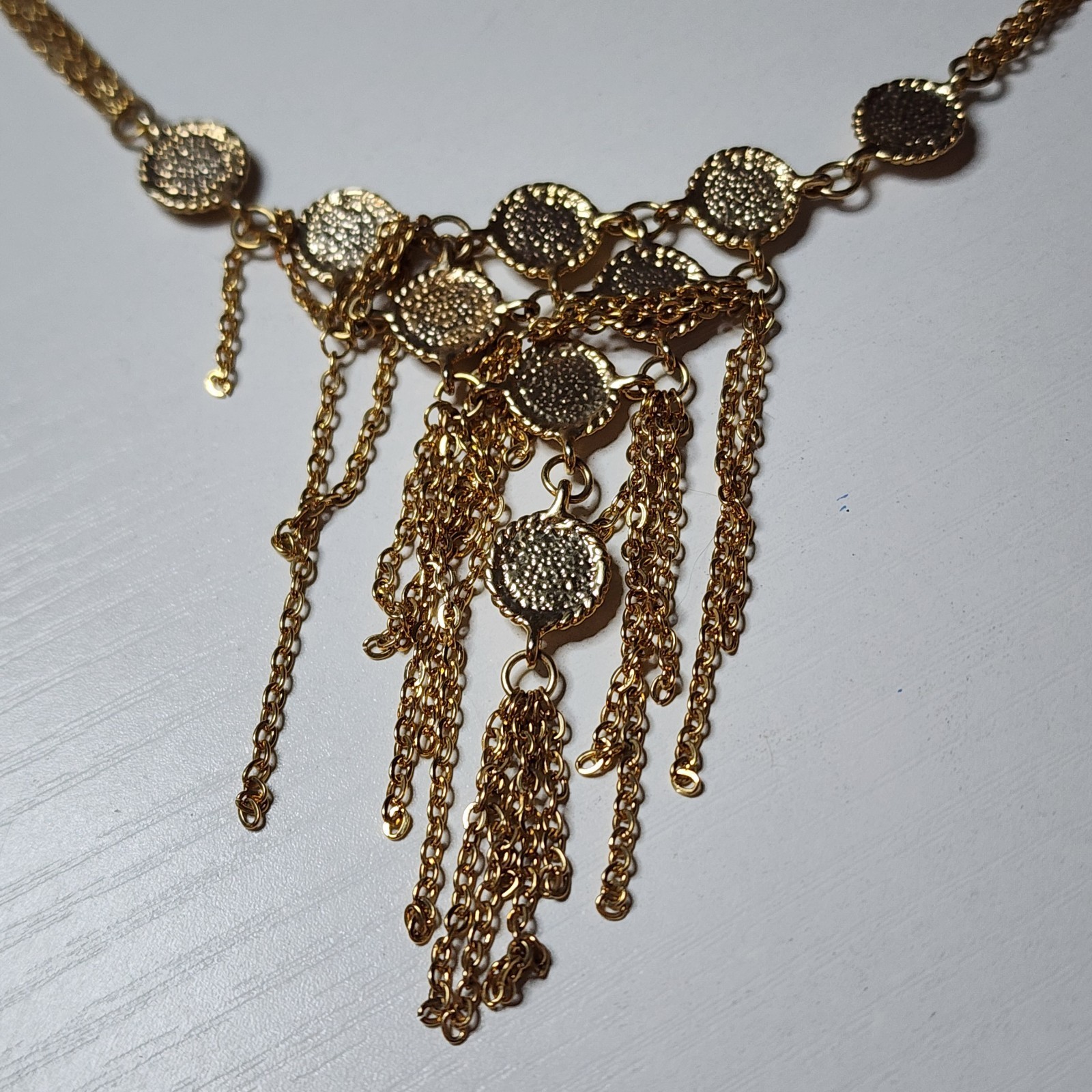 Vintage Bijoux Terner Gold Tone Necklace Multi Strand Dangle Tassel Beads Signed