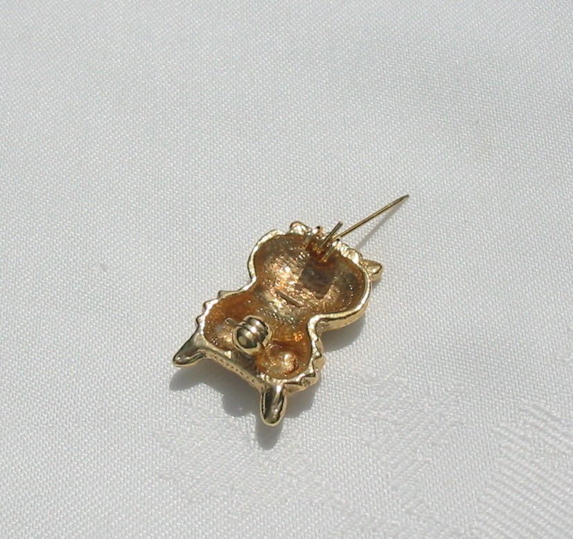 Vintage Crystal Rhinestone Owl Brooch Pin Gold Tone Metal ROMAN Emerald Eyes
