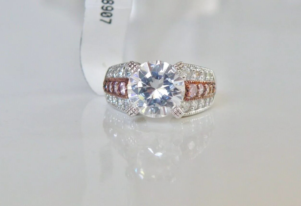 New Sterling Silver 925 Rainbow Sparkle CZ Ring Size 6
